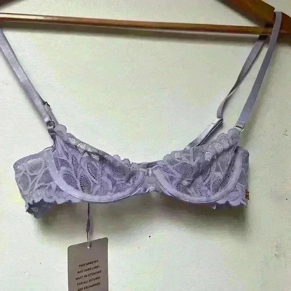 savage x fenty 32A not sorry unlined lace balconette bra purple lavender NWT - Picture 3 of 11